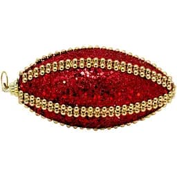 Ялинкова іграшка у формі оливи 12 см червоний пінопласт пластик (661503-9)