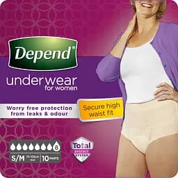 Поглинаюча нижня білизна Depend для жінок, S/M, 10 шт. (2 уп. х 10 шт.) - мініатюра 3