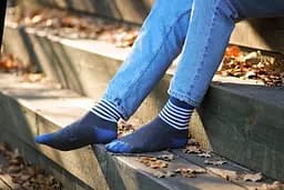 Шкарпетки з принтом смужки високі безшовні якісні ORGANIC cotton JILL ANTONY Сірий, 42-43 - мініатюра 4