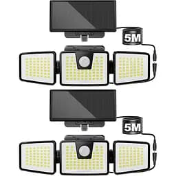Сонячні охоронні світильники, сонячні прожектори Датчик руху 156 LED з окремою сонячною панеллю, кут освітлення 270°, IP65