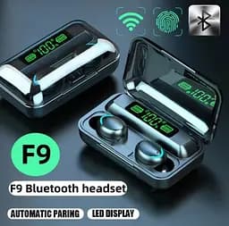 Бездротові навушники F9 TWS bluetooth 5.1 black OPM з павербанком - мініатюра 2