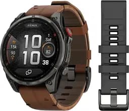 Смарт-годинник Garmin Fenix 8 Pro 47 mm AMOLED Carbon Gray DLC Titanium with Chestnut Leather Band (010-03198-40)