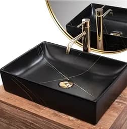 Умивальник Rea Inga 34,5x51 black marble mat (REA-U8006) - мініатюра 5
