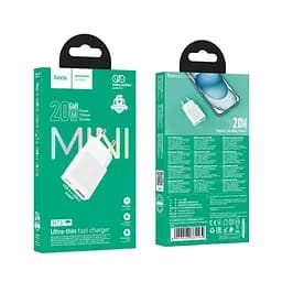 Мережевий зарядний пристрій Hoco N73 Speed PD20W+QC3.0 ultra-thin charger(EU) білий - мініатюра 5