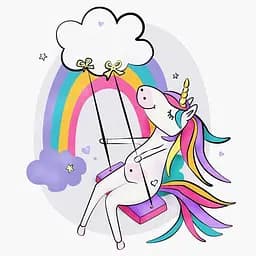 Полотно на картоне с контуром Rosa Start Единорог на качели 20х20 хлопок акрил