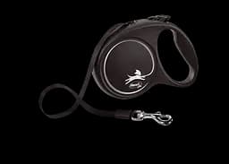 Повідець-рулетка Flexi Black Design S, стрічка 5 м, до 15 кг, чорний із сірим (FU12T5.251.S Si)