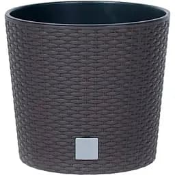 Горщик для квiтiв Prosperplast Rato круглий, з вкладишем 2 в 1, 250 мм, коричневий (71999-440)