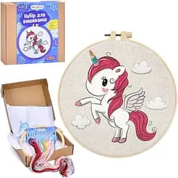 Дитячий набір для вишивання Limo Toy Єдиноріжка п'яльці 20 см DYEK1017  
