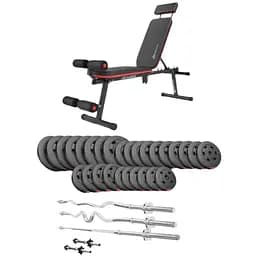 Набор Hop-Sport Premium 173кг со скамьей HS-1035 штангами и гантелями