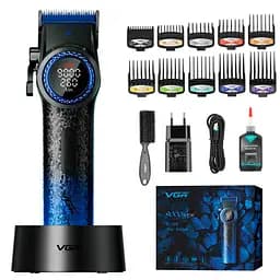 Машинка для стрижки VGR V-001 Blue (10 насадок) 4600 mAh LED дисплей