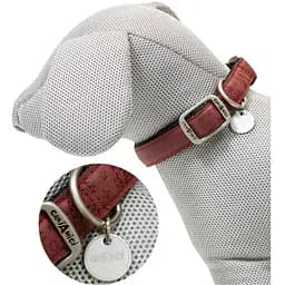 Нашийник для собак Croci Mylord 48-70 см з екошкіри з тисненням бордовий