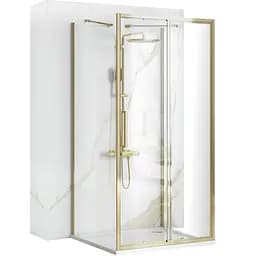 Душевая кабина Rea Rapid Slide 120x100 gold пристенная REA-KPL-09424, Универсальная, прозрачная, золотая