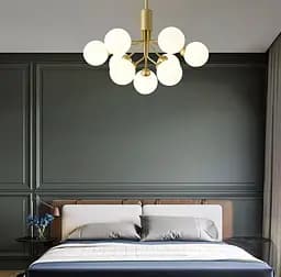 Элегантная латунная люстра на 9 матовых плафонов Line.F J 061/9