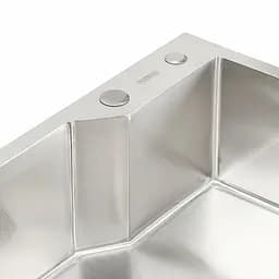 Кухонна мийка Platinum Handmade 650x430x220 (товщина 3,0/1,5 мм корзина та дозатор в комплекті), Нержавіюча сталь - мініатюра 4