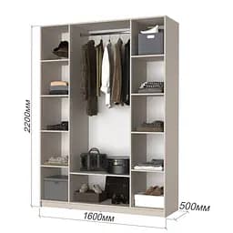 Шафа 4-дверна MebelStar Оскар Gloss BL-B, стандарт 160x52x220 см Антрацит/Альмонд (MBS-5263) - мініатюра 5
