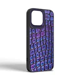 Кожаный чехол для Apple iPhone 15 Pro Max, Harder Kaiju Skin, синий, термополиуретан ТПУ + экокожа с эффектом текстуры монстра, панель, защита корпуса, противоударный, микрофибра, рамка вокруг камеры, защита всего корпуса, (ARM76847) - мініатюра 2