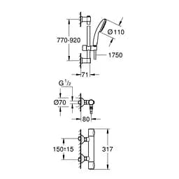 Змішувач термостатичний для душу Grohe QuickFix Precision Flow 34805001, Хром - мініатюра 2