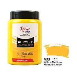 Краска акриловая Rosa Studio Желтая средняя 433, 400 мл