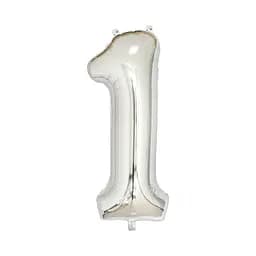 Шар воздушный фольгированный (102 см) Цифра 1 серебро