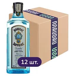 Упаковка джину Bombay Sapphire London Dry Gin 47% 6 л (0.5 л х 12 шт.)