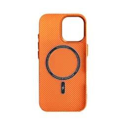 Карбоновый чехол для Apple iPhone 16 Pro Max, LikeCarbon2 MagCase, оранжевый, тонкий защитный чехол-панель из поликарбоната с магнитами N52, MagSafe, противоударный, совместим с беспроводной зарядкой, приподнятые края для защиты камеры - мініатюра 2