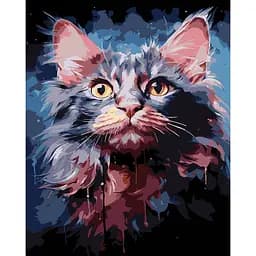 Набор для росписи по номерам Strateg Акварельный кот на чёрном фоне 40 х 50 см (AH1199-17)