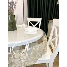 Силиконовая скатерть с бежевым кружевом Арка 15 см 310х170 см