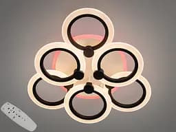 Сучасна стельова LED люстра з пультом і підсвічуванням, 72Вт, чорна