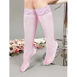 Довгі гольфи в сітку XS/S Рожевий K0466-4