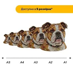 Дерев'яний фігурний пазл Мозаїка Бульдога, А3, Картонна коробка 200 елементів - мініатюра 2