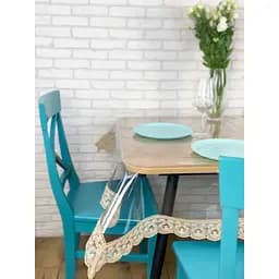 Силіконова скатертина з бежевим мереживом Арка 7 см 220х130 см