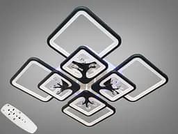Стельова LED-люстра Diasha 8157/4+4BK 190W, 60×60×12 см, 3 кольори світла, диммер, пульт - мініатюра 2