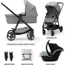 Універсальна коляска 3 в 1 Kinderkraft Newly Moonlight Grey (00-00305183) - мініатюра 2