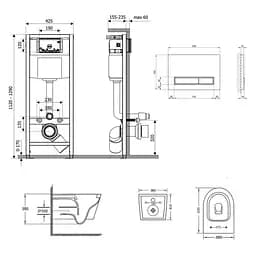 Набір Q-tap Nest 4 в 1 підвісний унітаз Jay Ultra Quiet 485x360x320 + комплект інсталяції QT07335177W45141 - мініатюра 2