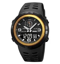 Чоловічий спортивний годинник Skmei 1655 (Чорний із золотом)