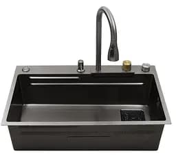 Кухонна мийка Kroner KRP Schwarze - SET7545HM PVD (3.0/0.8 мм) (CV033382) - мініатюра 6