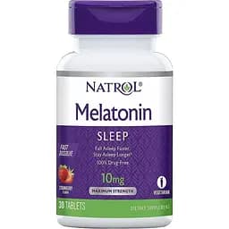 Мелатонин Natrol быстрорастворимый со вкусом клубники 10 мг 30 таблеток