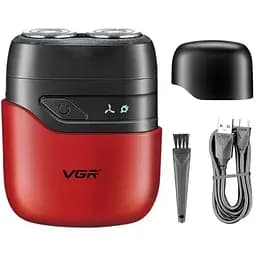 Мужская электробритва VGR V-345 аккумуляторная роторная водонепроницаемая мини бритва IPX7 5Вт Красный/Черный