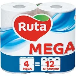 Туалетний папір Ruta, двошаровий, 4 рулони, 450 відривів, білий