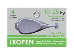 Краплі проти іксодових кліщів, бліх та комарів Unicum Ixofen для собак 10-25 кг 3 піп. х 2.5 мл - мініатюра 4