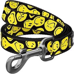 Поводок для собак Waudog Nylon нейлоновый, рисунок "Смайлики на черном", М