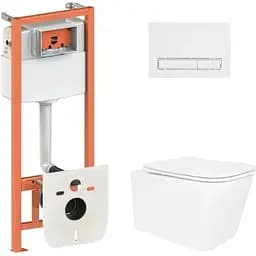 Набір Q-tap Nest 4 в 1 підвісний унітаз Crow Ultra Quiet 520x360x290 + комплект інсталяції QT05335172W48181