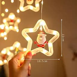 Світлодіодна гірлянда штора зірки 3D Niki Light 3м завіса зірки з фігурками всередині теплий білий - мініатюра 4