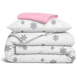 Комплект постільної білизни Cosas Snowflakes silver CS4 Підлітковий фланель срібло (Flannel_SnowflakesSilver_El90-16Bubble_155)