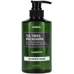 Шампунь для волосся Kundal Tea Tree & Macadamia Deep Cleansing Shampoo White Musk проти лупи з ароматом білого мускусу натуральний 500 мл