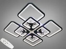 LED люстра на стелю з димером і кольоровим підсвічуванням, 190Вт.чорна