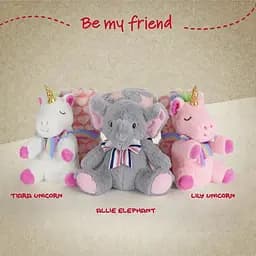 Плед Perletti Toys Allie Elephant з м'якою іграшкою 120x80 см сірий/рожевий (P13068) - мініатюра 7
