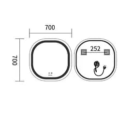 Дзеркало Mixxus Premium DIVERSE MR16-70x70 (LED Touch, Anti-fog (3-6,5kK)) (MP6640) - мініатюра 5