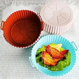 Кругла силіконова форма для аерогрилю, духовки та мультипечі 22х22 см, Kitchen Master Сірий 87962 - мініатюра 10