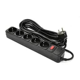 Фильтр сетевой Patron, 5 розеток, 5 м, черный, 16А, до 3.5 кВт, выключатель, заземление, 3x1.5 мм² (SP-1655)